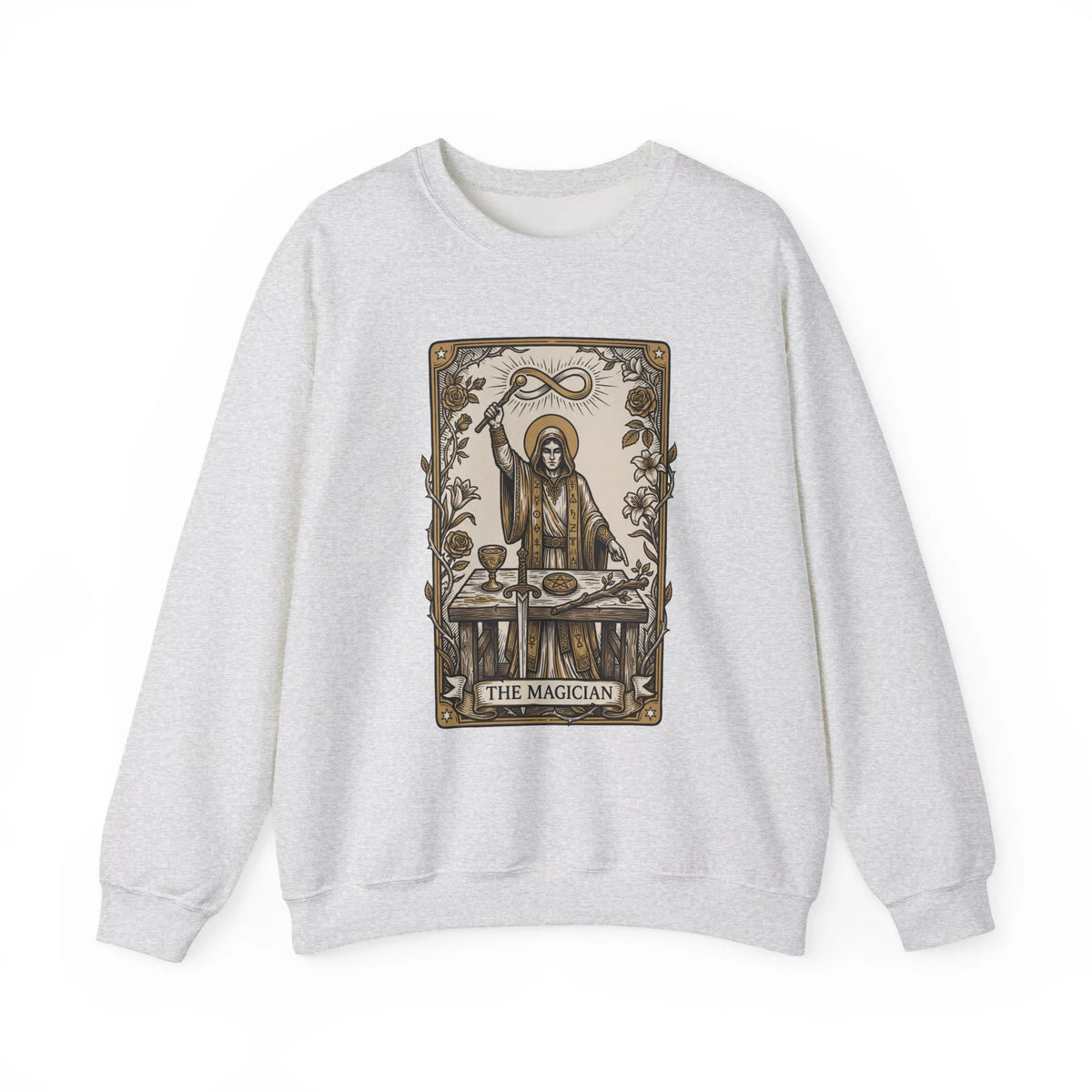 The Magician Tarot Card Sweatshirt - Heavy Blend Fleece Crewneck Pullover - Unisex Warm White
