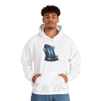 Hagalaz Rune Stone Graphic Hoodie - Heavy Blend Fleece Pullover - Unisex White