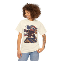 Ukiyo-e Samurai Cat Ninja T-Shirt - 100% Cotton Classic Fit Tee - Unisex White