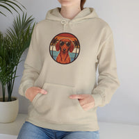 Dachshund 70s Sunset Aviators Hoodie - Medium-Heavy Cotton Blend Pullover - Unisex White