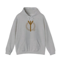 Elhaz Protection Rune Hoodie - Heavy Cotton Blend Fleece Pullover - Unisex White
