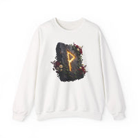 Wunjo Rune Blossom Sweatshirt - Heavy Blend Crewneck Fleece - Unisex Ash