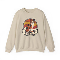 Calico Cat Retro 70s Sunset Sweatshirt - Heavy Blend Classic Fit Fleece - Unisex White