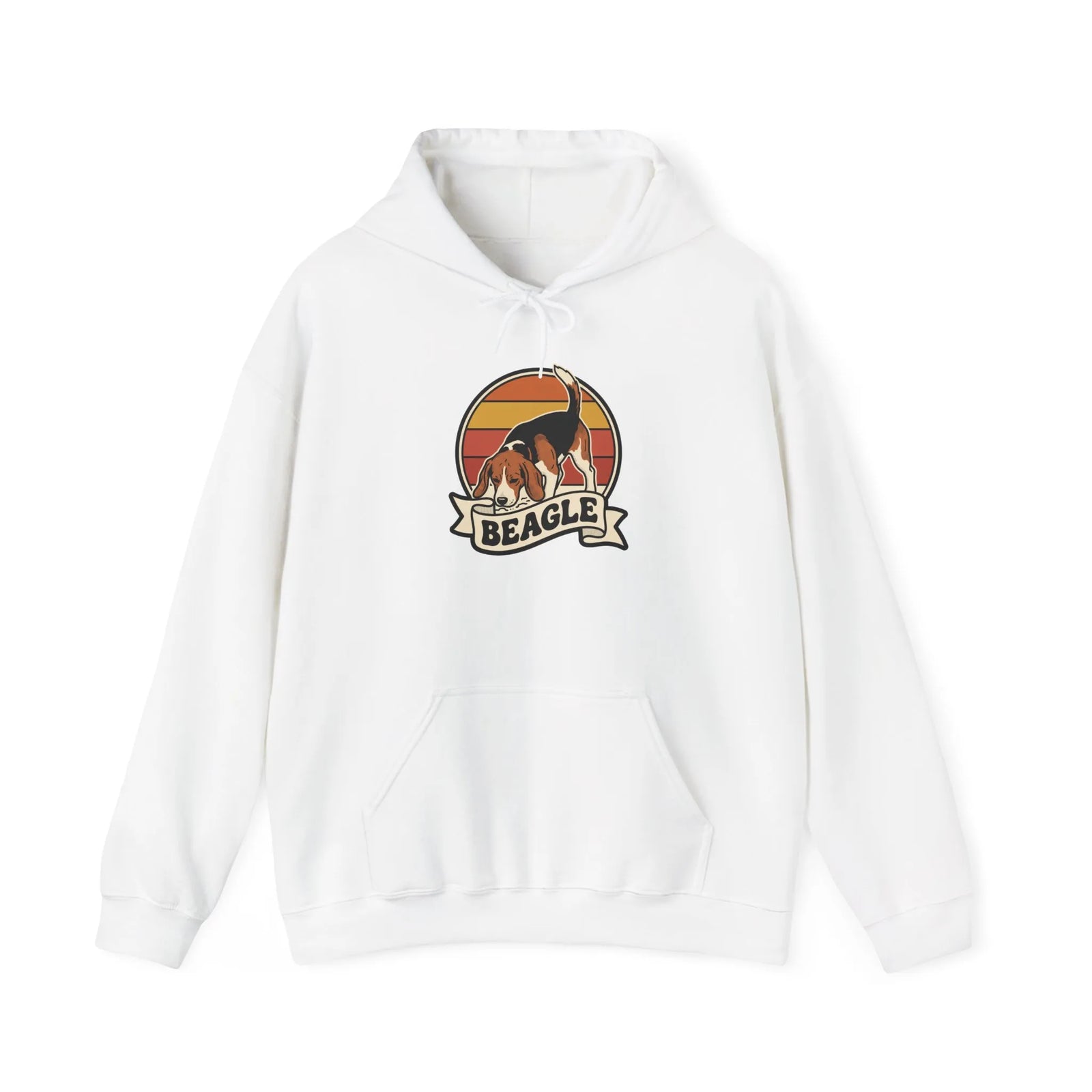 Retro Beagle Sunset Hoodie - Soft Heavy Blend Fleece Pullover - Unisex Ash