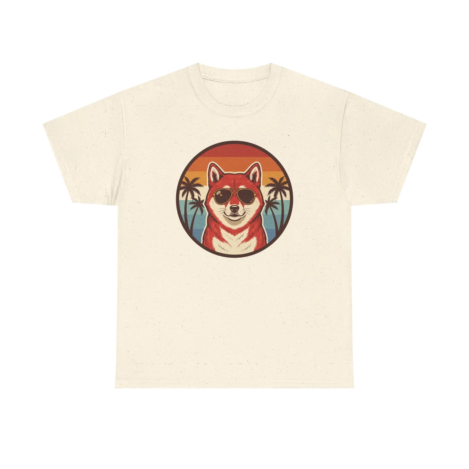 Shiba Inu Aviator Sunset T-Shirt - Heavy Cotton Classic Fit Tee - Unisex White