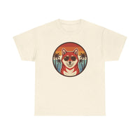 Shiba Inu Aviator Sunset T-Shirt - Heavy Cotton Classic Fit Tee - Unisex White
