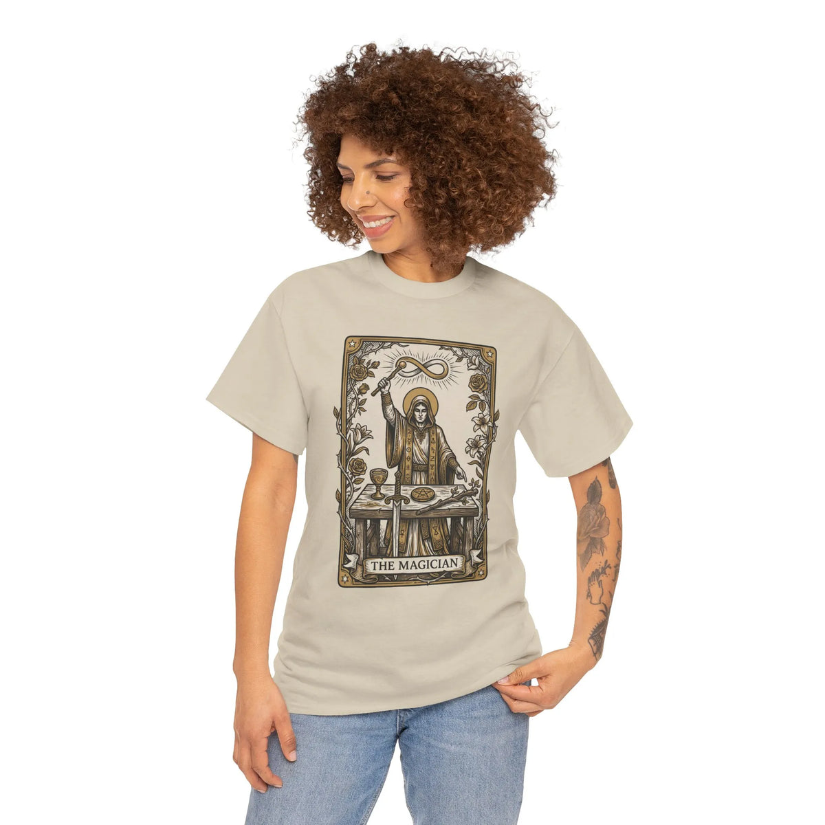 The Magician Tarot Card T-Shirt - Heavyweight 100% Cotton Classic Tee - Unisex White