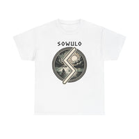 Sowulo Rune Sun & Sea Graphic T-Shirt - Heavy Cotton Classic Fit Tee - Unisex White