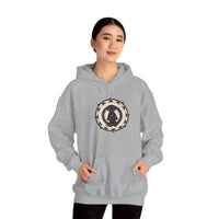 Meditating Dog Sacred Geometry Hoodie - Heavy Blend Cotton Poly Fleece - Unisex White