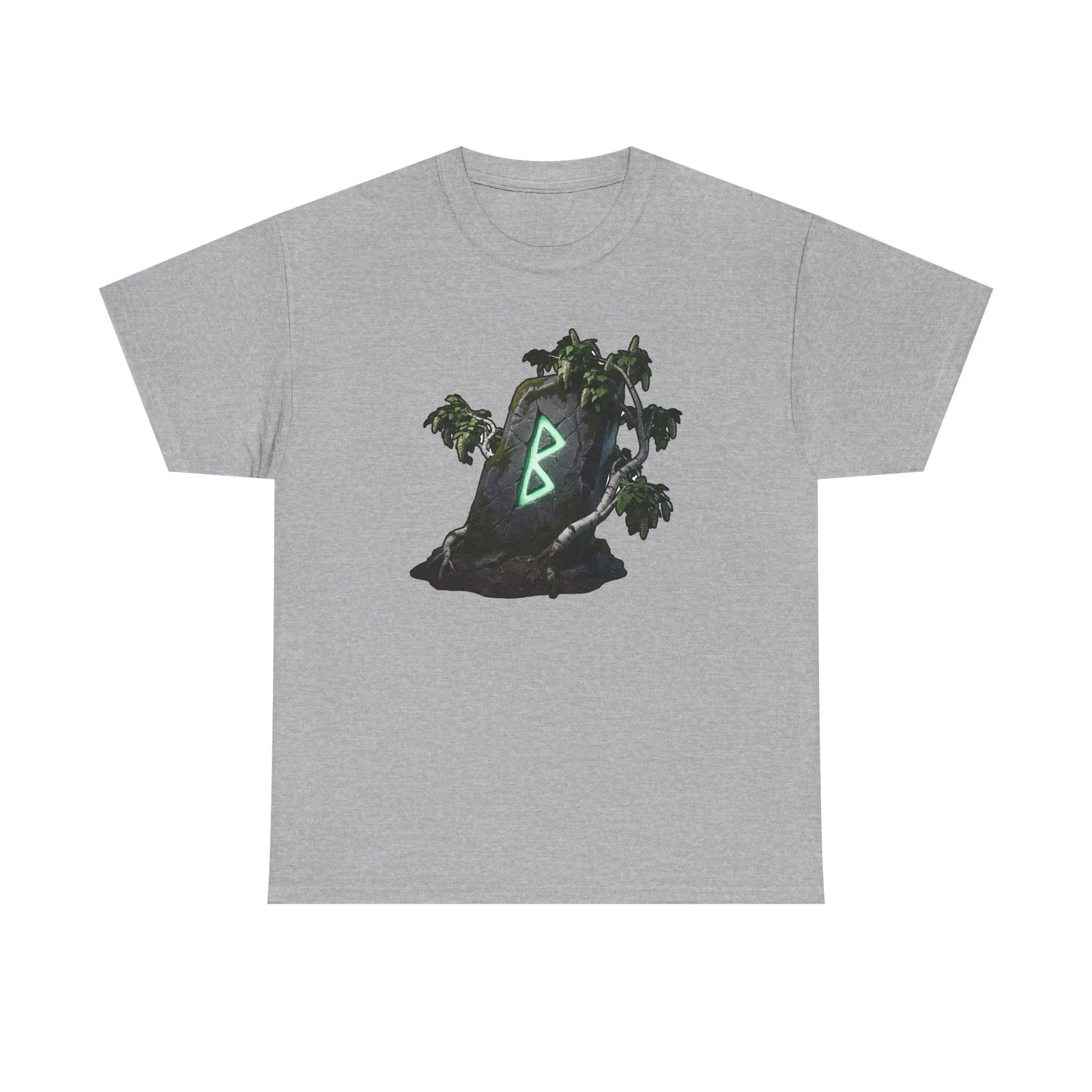 Berkana Rune Birch Tree Graphic T-Shirt - Heavy Cotton Classic Fit Tee - Unisex White