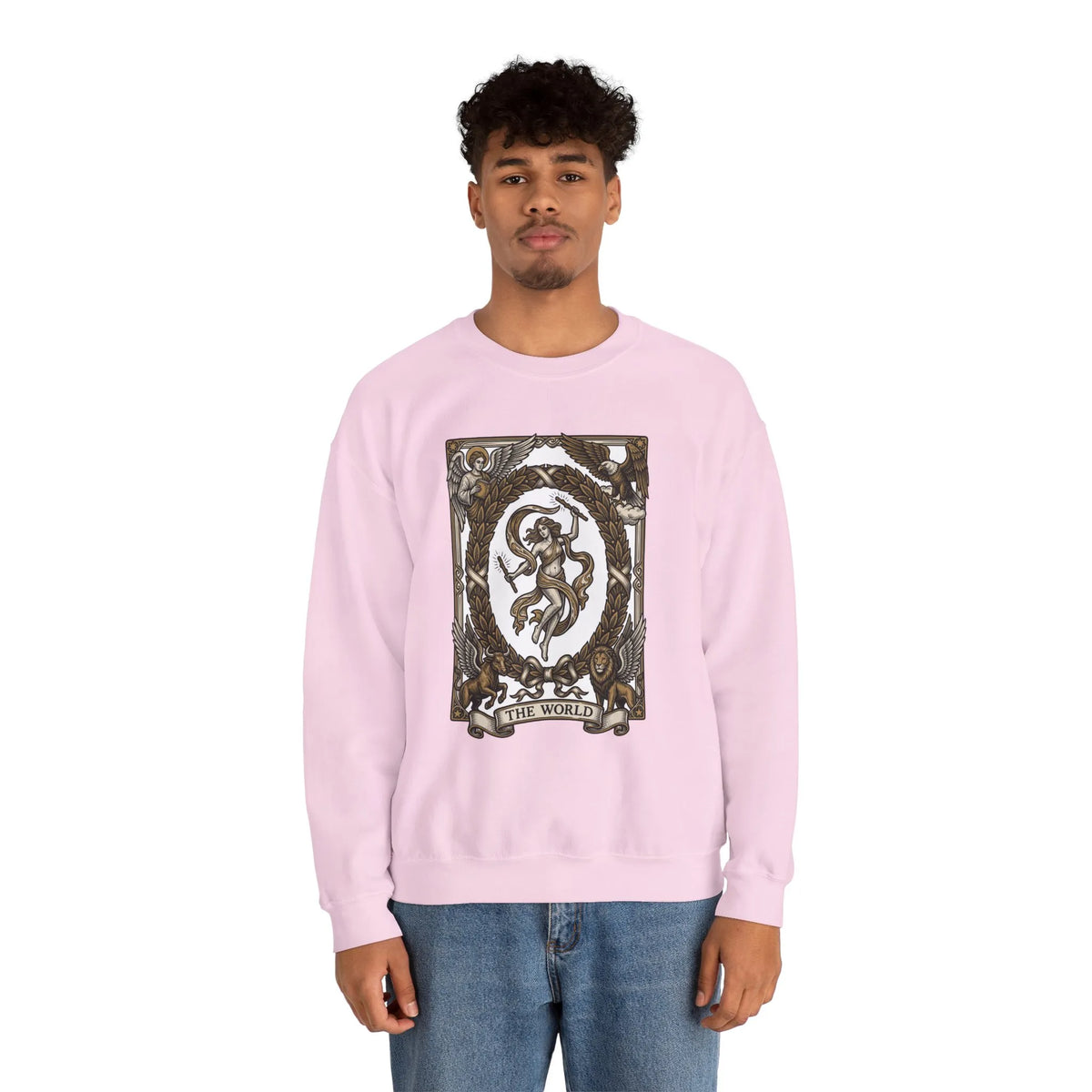 The World Tarot Card Sweatshirt - Heavy Blend Fleece Crewneck - Unisex White