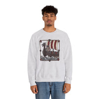Longship Prow Viking Berserker Cats Sweatshirt - Heavyweight Cotton Blend Crewneck - Unisex White