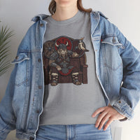 Viking Berserker Cat Graphic T-Shirt - Heavyweight 100% Cotton Classic Tee - Unisex White