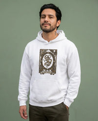The World Tarot Card Graphic Hoodie - Heavyweight Cotton Blend Pullover - Unisex White
