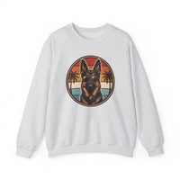 German Shepherd 70s Sunset Aviators Sweatshirt - Heavy Blend Cotton-Poly Crewneck - Unisex White