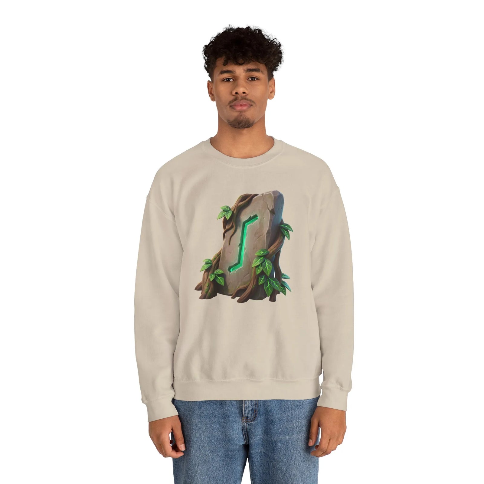 Eihwaz Rune Yggdrasil Tree Sweatshirt - Heavy Blend Classic Crewneck - Unisex Off White