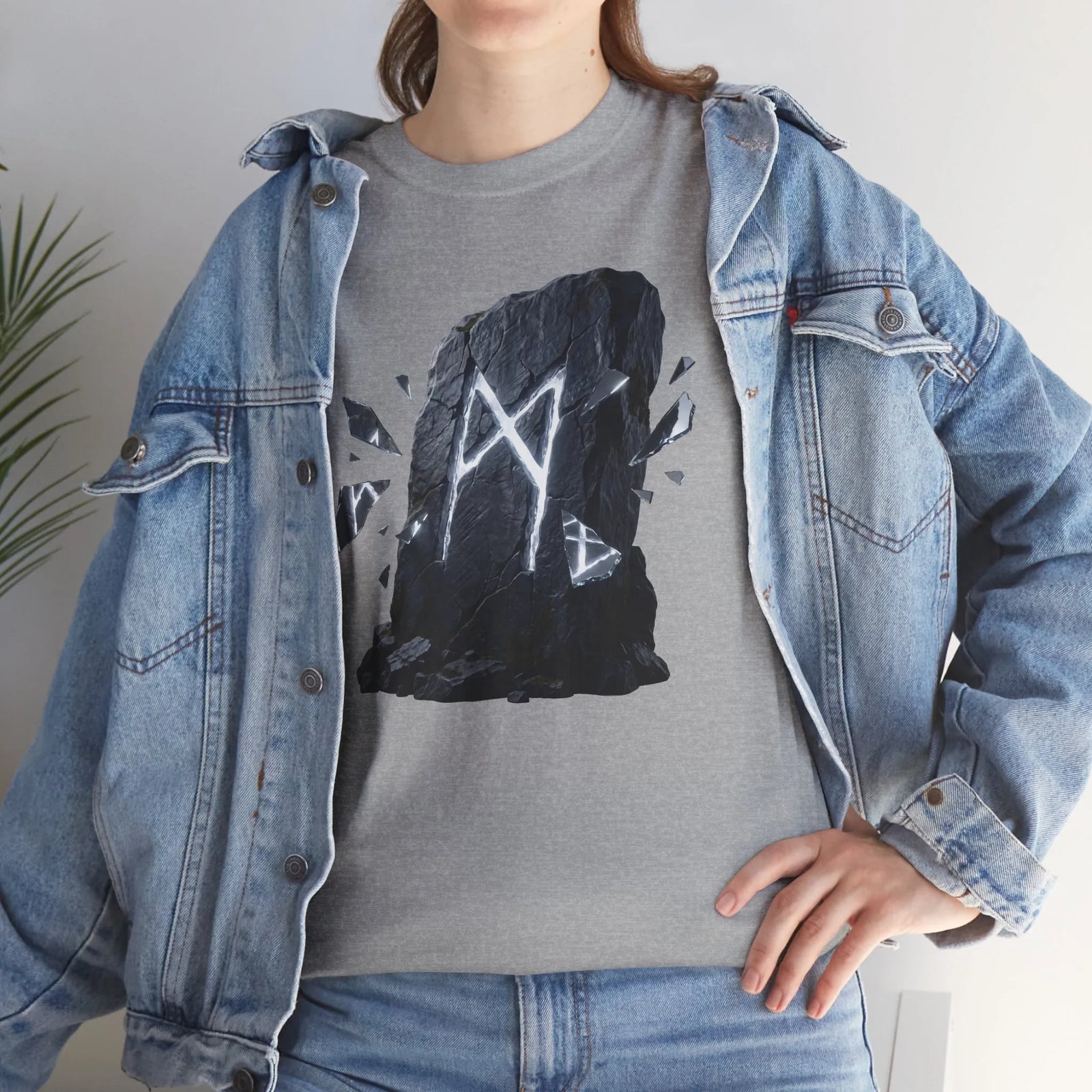 Mannaz Rune Humanity T-Shirt - Heavy Cotton Classic Fit Tee - Unisex White