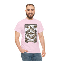 Wheel of Fortune Tarot Graphic T-Shirt - Heavyweight Cotton Classic Fit - Unisex White