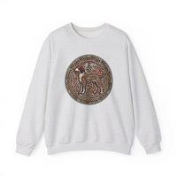 Norse Knotwork Hound Odin's Wolves Sweatshirt - Soft Durable Cotton Blend Crewneck - Unisex White