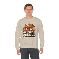 Poodle Retro 70s Sunset Sweatshirt - Heavy Blend Fleece Crewneck - Unisex White