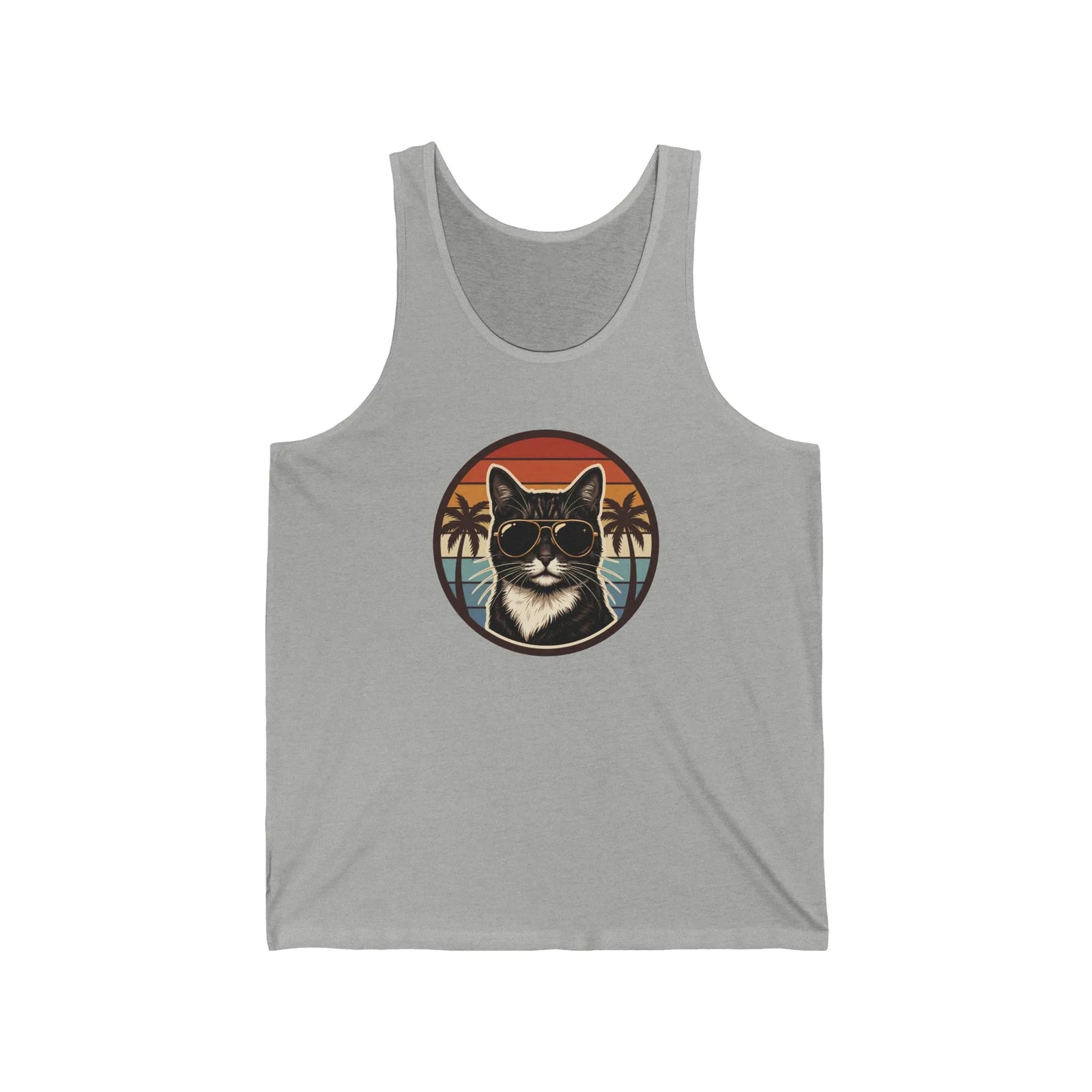 Cool Cats 70s Sunset Aviator Tank Top - Lightweight Airlume Cotton Jersey - Unisex White