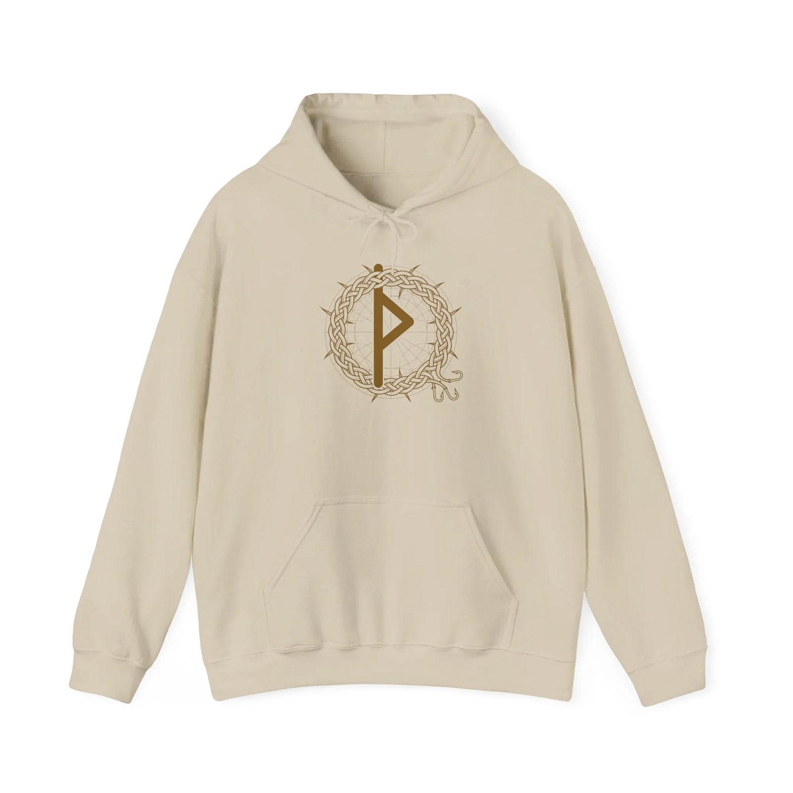 Thurisaz Rune Thorn Defense Hoodie - Heavy Blend Fleece Pullover - Unisex White