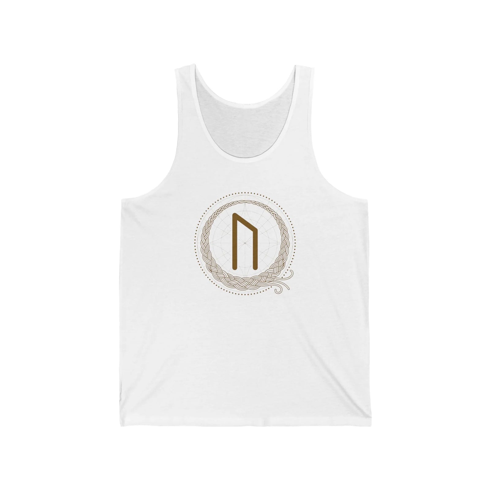 Uruz Rune Vitality Power Tank Top - Lightweight Combed Cotton Jersey - Unisex White