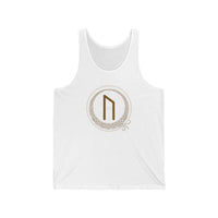 Uruz Rune Vitality Power Tank Top - Lightweight Combed Cotton Jersey - Unisex White