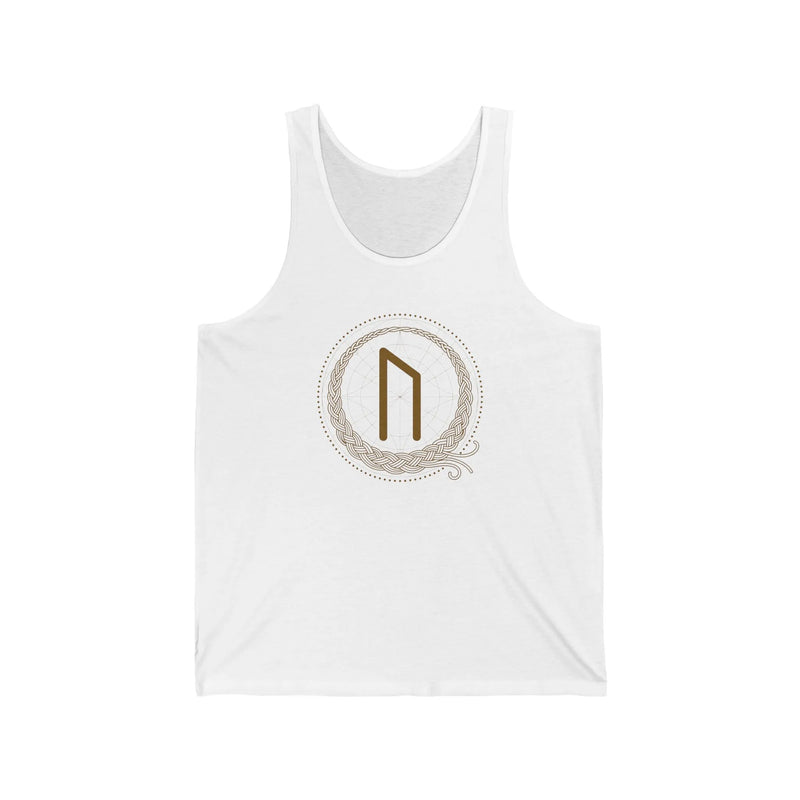 Uruz Rune Vitality Power Tank Top - Lightweight Combed Cotton Jersey - Unisex White