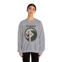Norse Thurisaz Rune Wolf Sweatshirt - Heavy Blend Fleece Crewneck - Unisex Off White