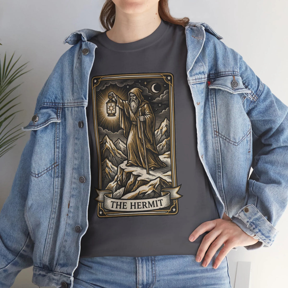 The Hermit Tarot T-Shirt - Medium Weight Cotton Classic Tee - Unisex White
