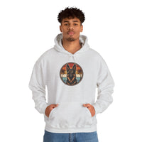 German Shepherd Aviator 70s Sunset Hoodie - Heavy Blend Fleece Pullover - Unisex White