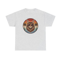 Maine Coon Cat Aviator Sunglasses T-Shirt - Heavy Cotton Classic Fit Tee - Unisex White