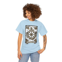 Wheel of Fortune Tarot Graphic T-Shirt - Heavyweight Cotton Classic Fit - Unisex White