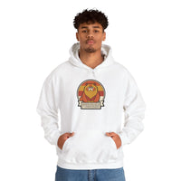 Retro 70s Persian Cat Sunset Hoodie - Cotton Poly Blend Fleece Pullover - Unisex White
