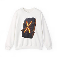 Gebo Rune Stone Graphic Sweatshirt - Medium Heavy Fleece Crewneck - Unisex White