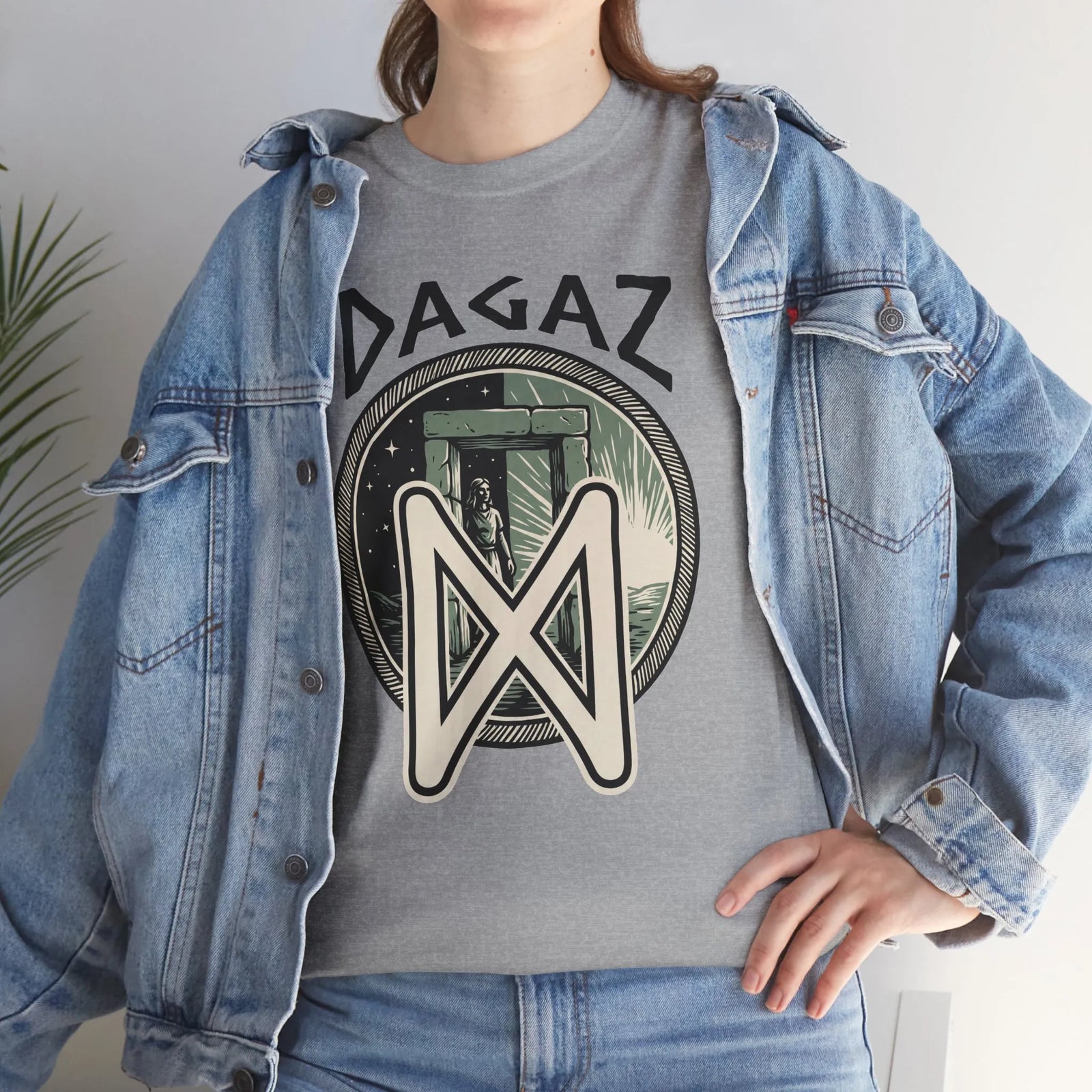Dagaz Rune Threshold Portal T-Shirt - Heavy Cotton Classic Fit Tee - Unisex White