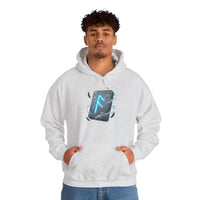 Ansuz Rune Odin's Raven Graphic Hoodie - Medium Heavy Fabric Classic Fit - Unisex White
