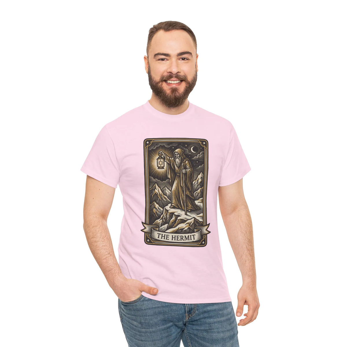 The Hermit Tarot T-Shirt - Medium Weight Cotton Classic Tee - Unisex White
