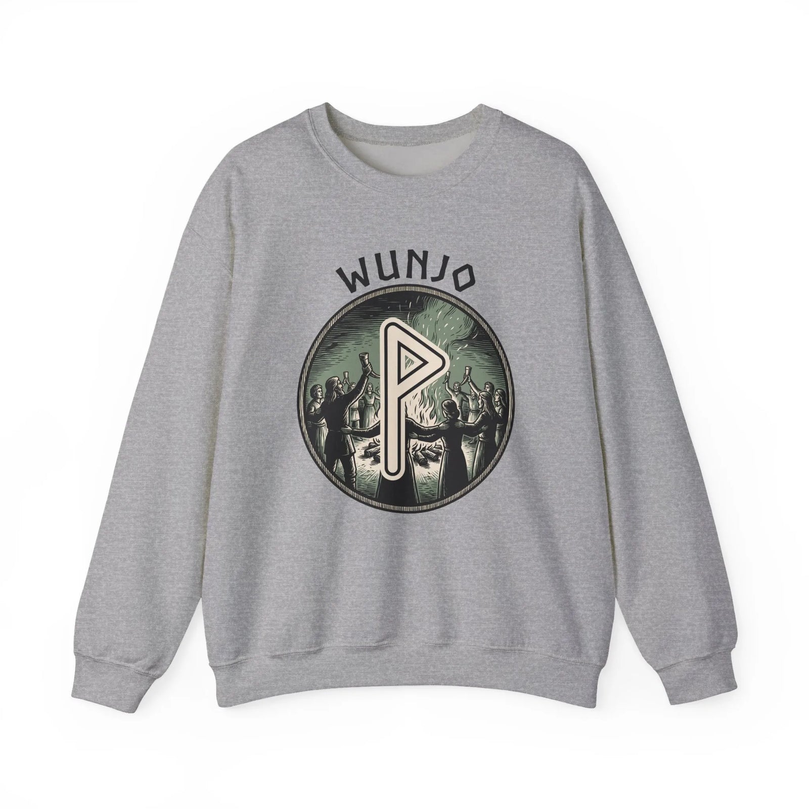 Wunjo Rune Joy Celebration Sweatshirt - Heavy Blend Cotton Poly Crewneck - Unisex White
