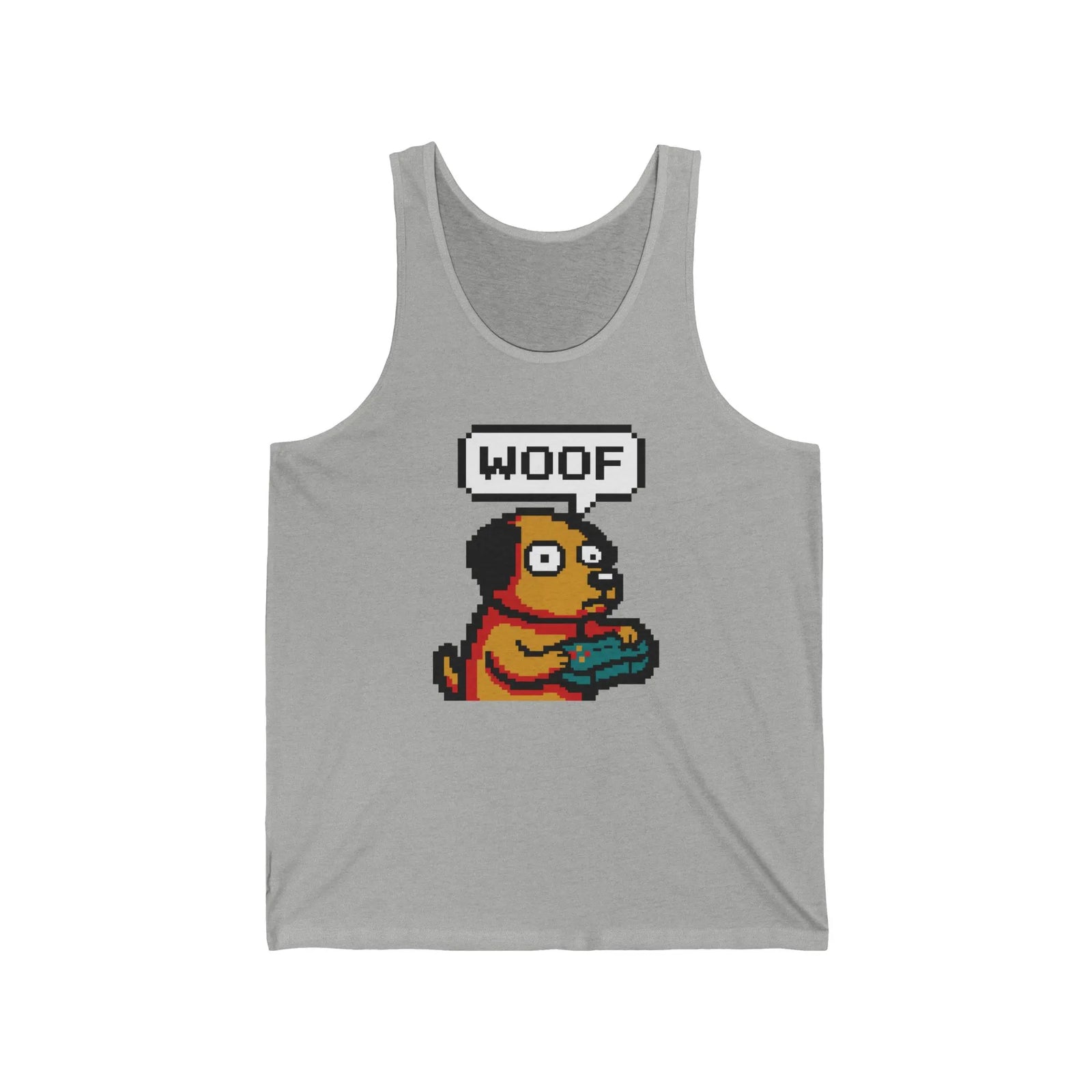 Player One 8-Bit Gaming Dog Tank Top - Soft Combed Cotton Jersey Fit - Unisex White