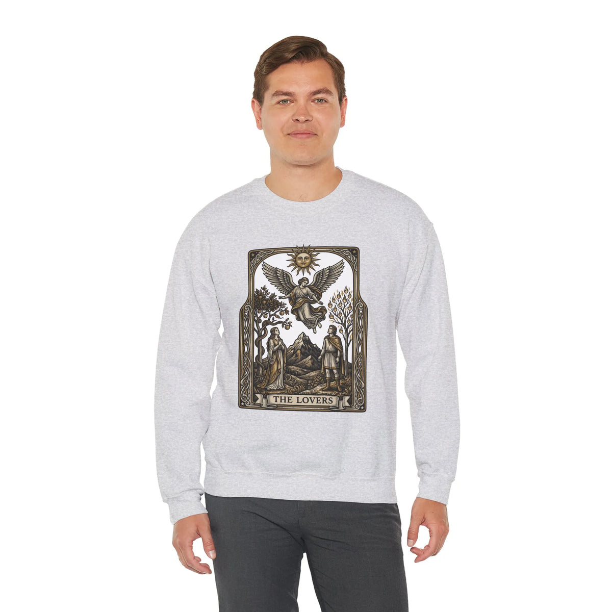 The Lovers Tarot Card Sweatshirt - Heavy Blend Fleece Crewneck - Unisex White