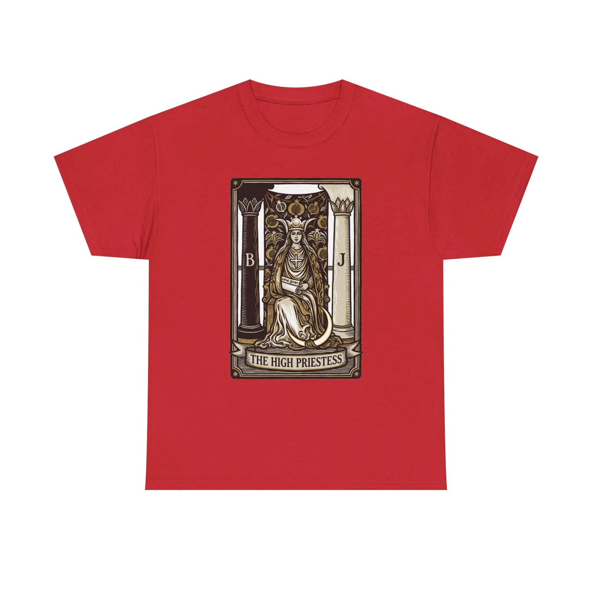 The High Priestess Tarot Card T-Shirt - Heavy Cotton Classic Fit Tee - Unisex White