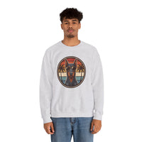 Doberman 70s Sunset Aviators Sweatshirt - Heavy Blend Fleece Crewneck - Unisex White