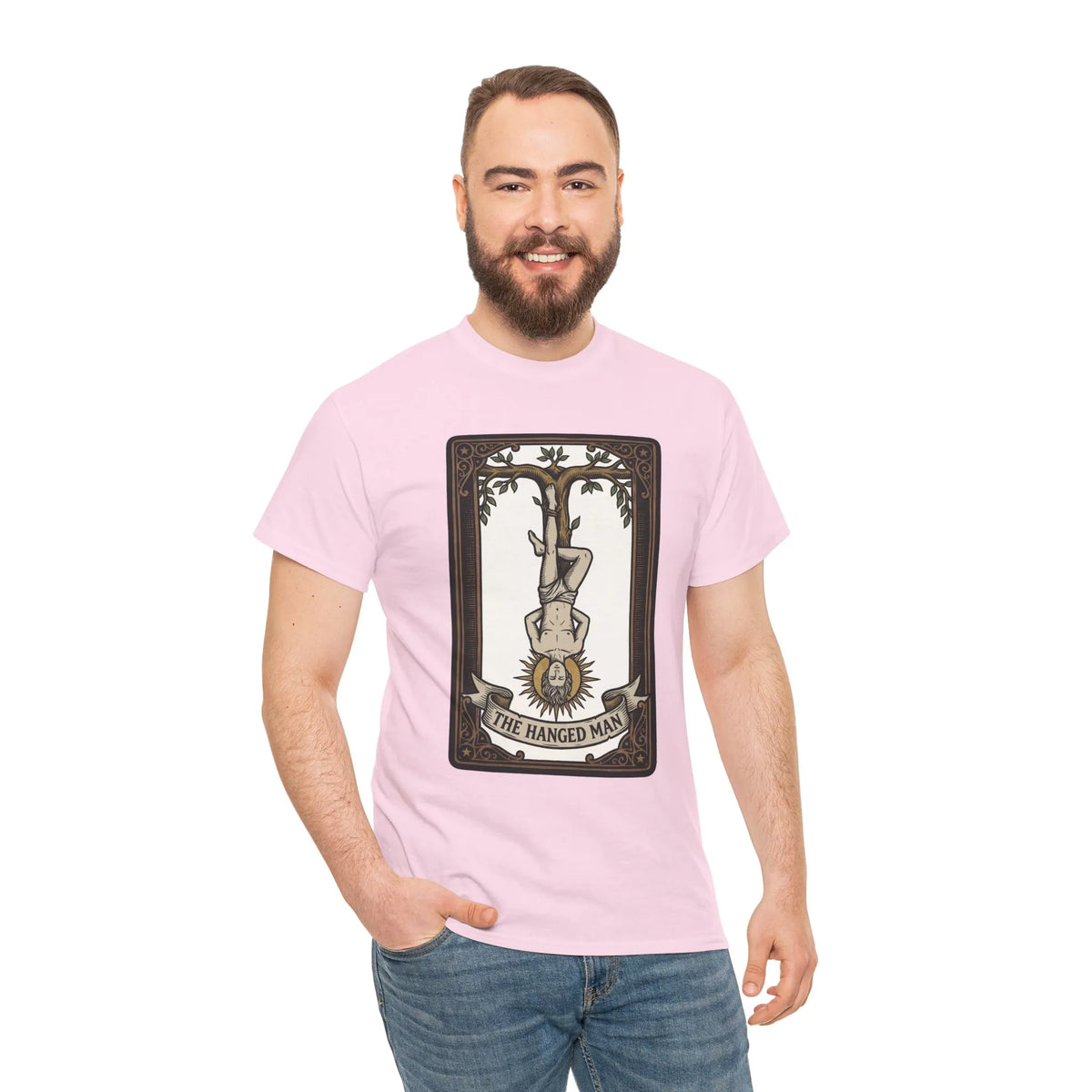 The Hanged Man Tarot Card T-Shirt - Heavy Cotton Classic Fit Tee - Unisex White