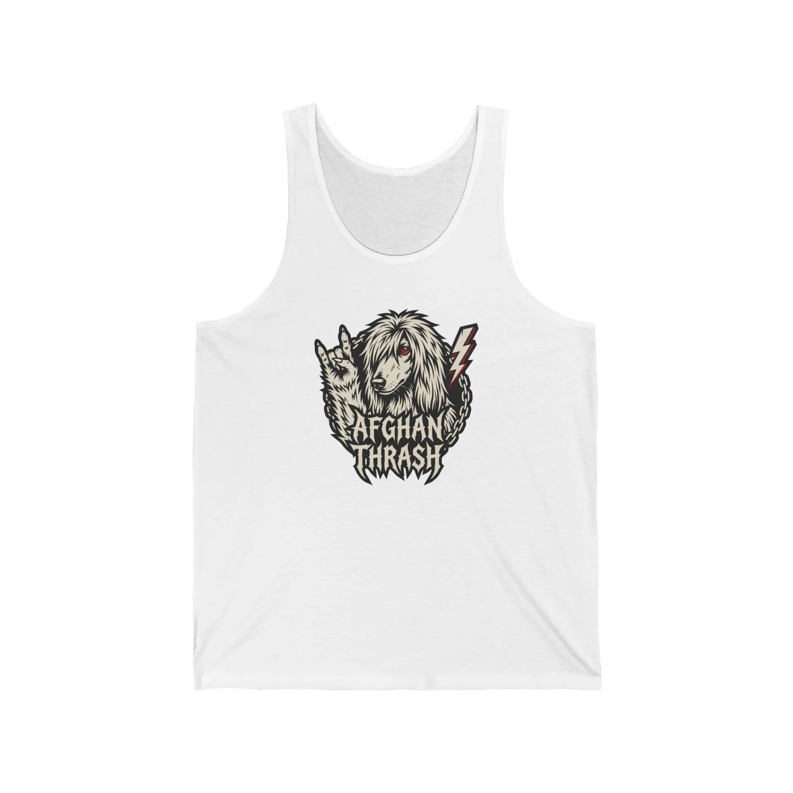Headbanger Rocker Dogs Graphic Tank Top - Soft Combed Cotton Jersey - Unisex White