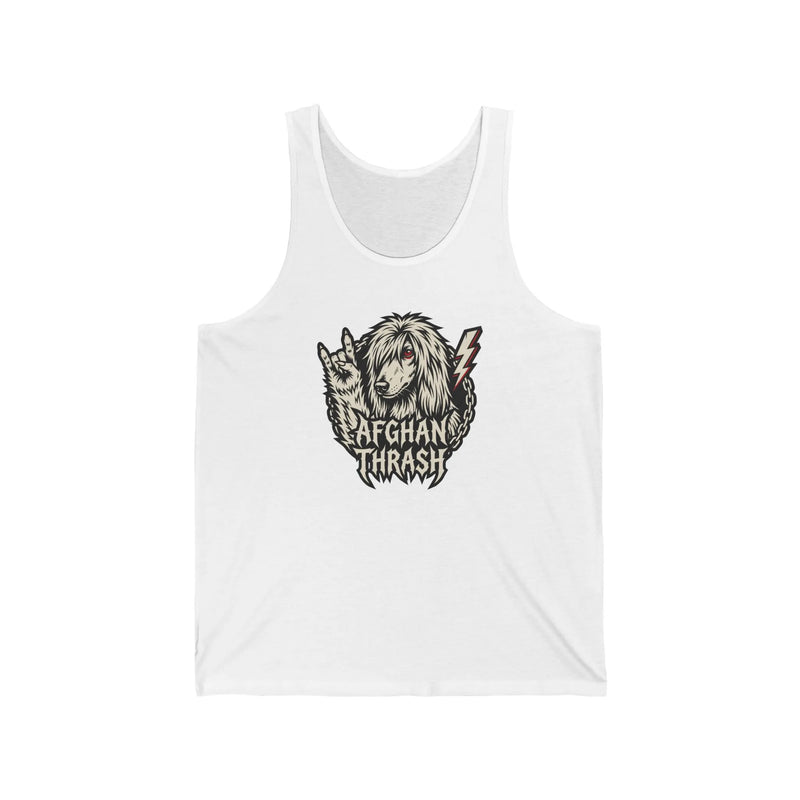 Headbanger Rocker Dogs Graphic Tank Top - Soft Combed Cotton Jersey - Unisex White