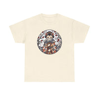 Ukiyo-e Samurai Cat Fan Dancer T-Shirt - Heavy Cotton Classic Fit Tee - Unisex White