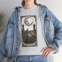 Moonlight Wolves Tarot Graphic T-Shirt - Heavy Cotton Classic Fit Crewneck - Unisex White
