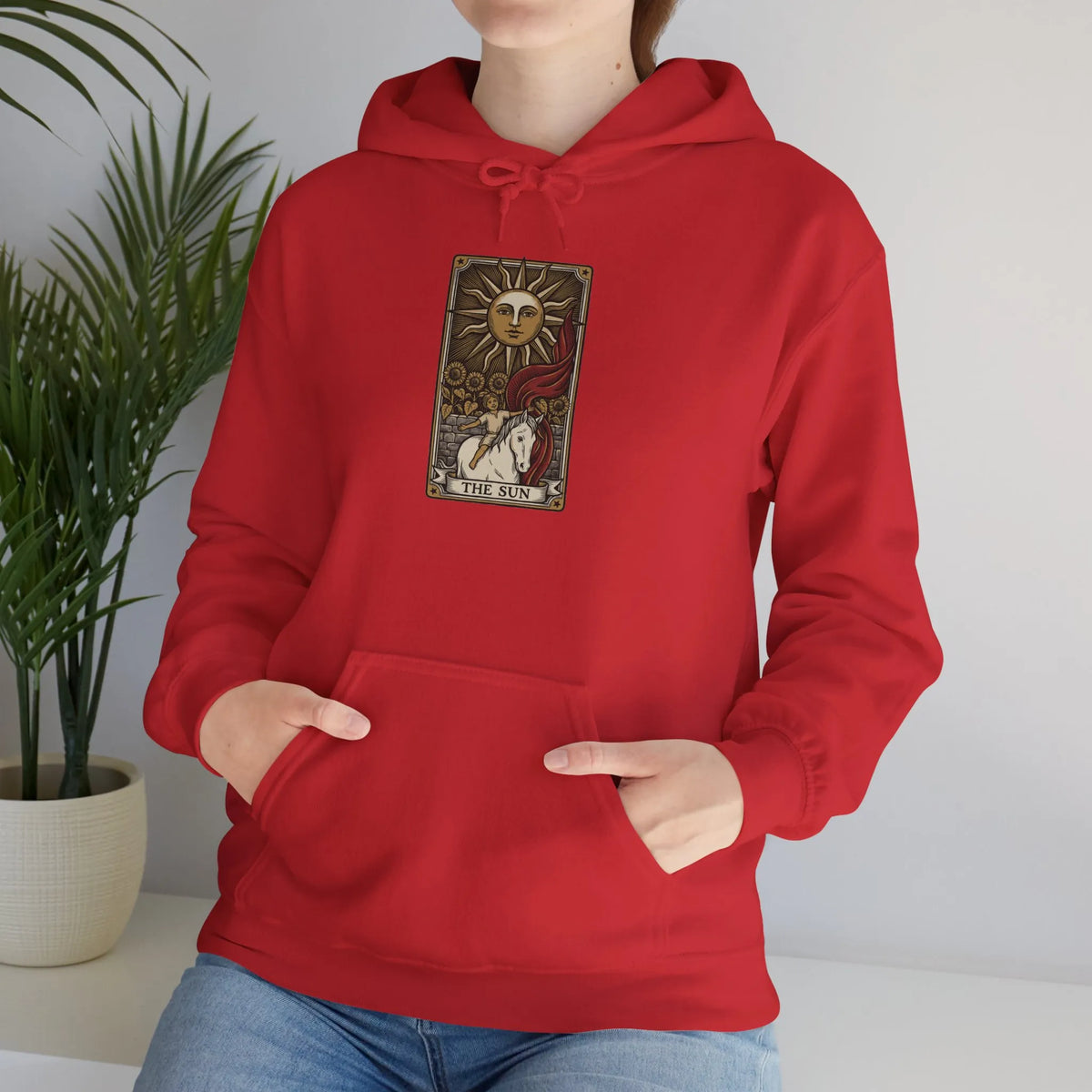 The Sun Tarot Card Hoodie - Heavy Blend Cotton-Poly Fleece Pullover - Unisex White